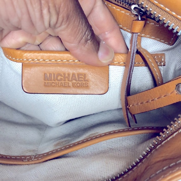 MICHAEL KORS tan and brown nylon and leather medium sized tote. - Picture 12 of 16